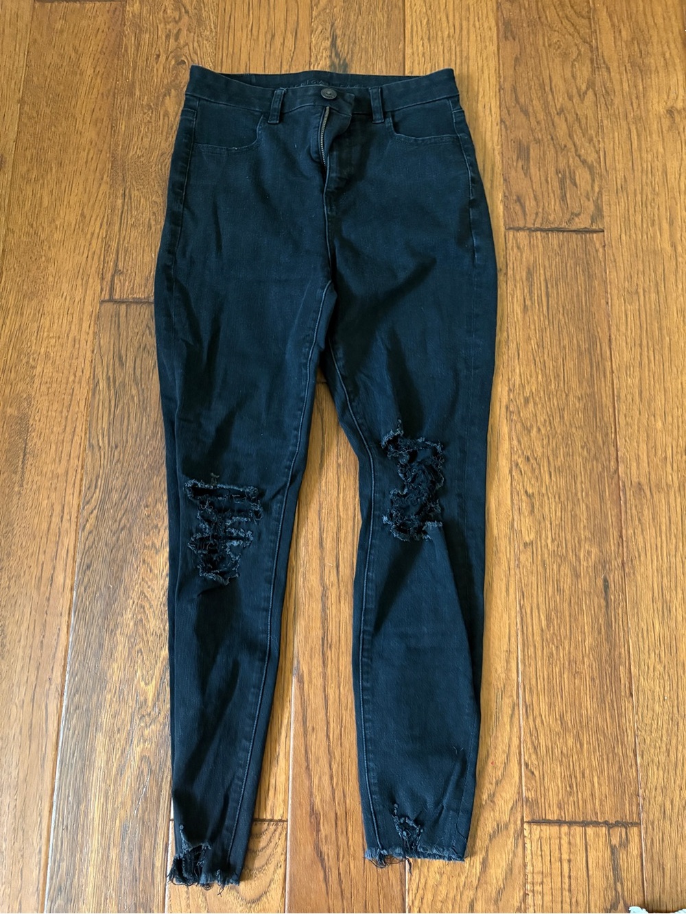 American Eagle Outfitters Black Distressed Skinny Jeans